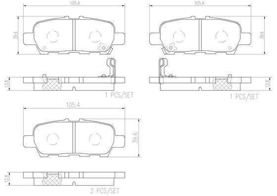 REAR PADS BREMBO CERAMIC RENAULT
