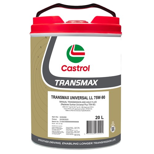 GEAR OIL 20L 75W90 TRANSMAX LL UNIVERSAL GL-4 GL-5 CASTROL