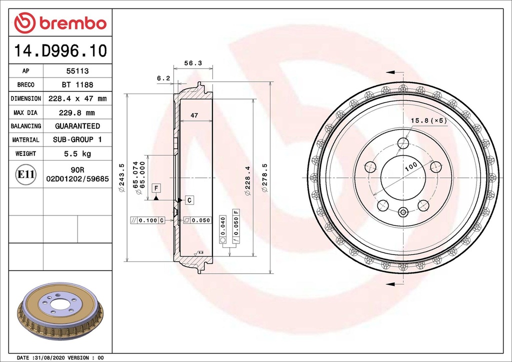 REAR BRAKE DRUM BREMBO VAG [N/A]