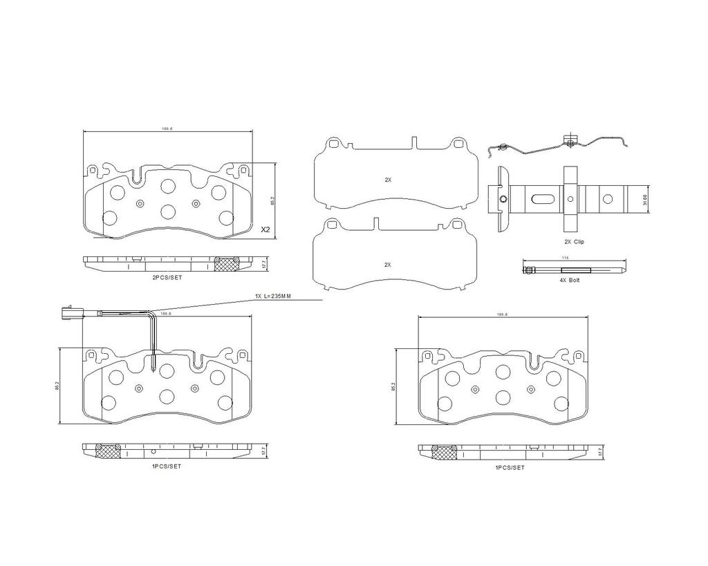BRAKE PADS FRONT BREMBO CERAMIC MASERATI