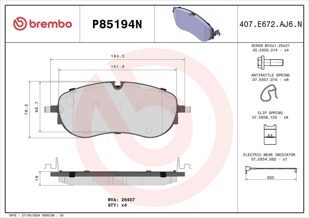 BRAKE PADS FRONT BREMBO CERAMIC VAG