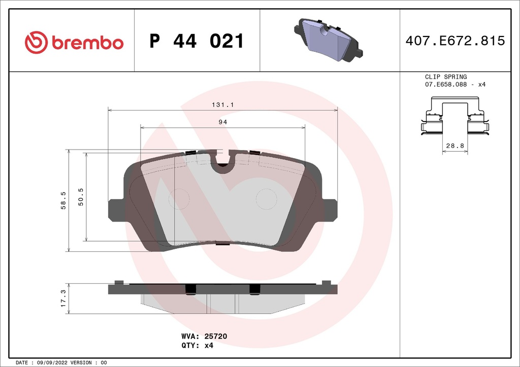 REAR PADS BREMBO LAND ROVER