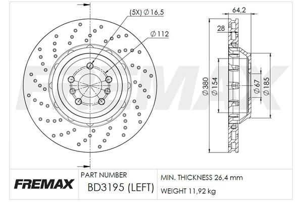 REAR DISC LH 380MM FREMAX BMW