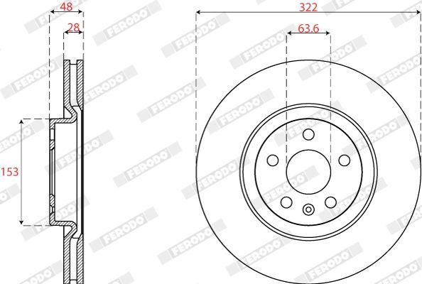 BRAKE DISC FRONT 322MM FERODO VOLVO