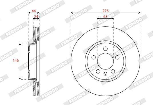 BRAKE DISC FRONT 276MM FERODO VAG