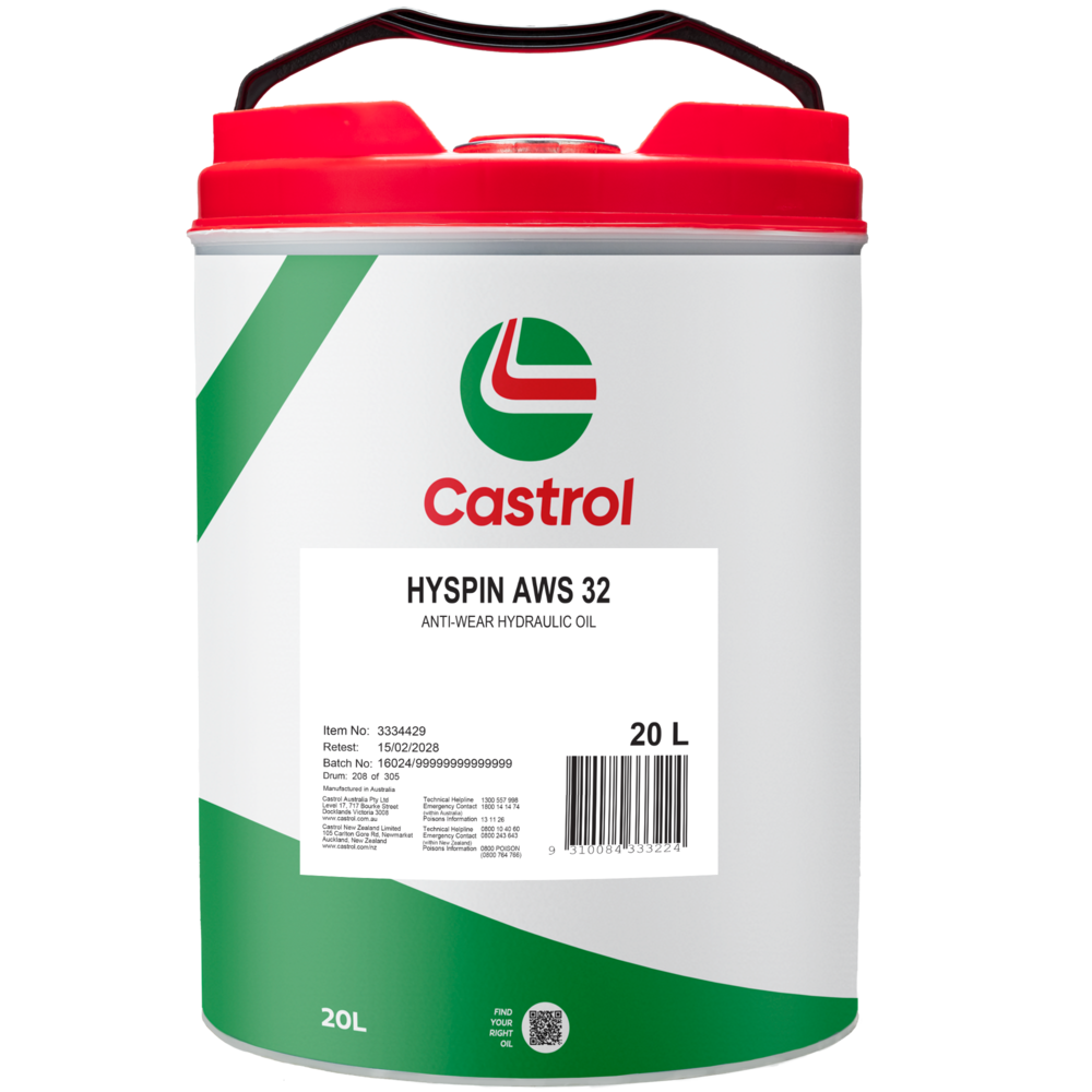 HYDRULIC OIL 20L HYSPIN AWS32 CASTROL