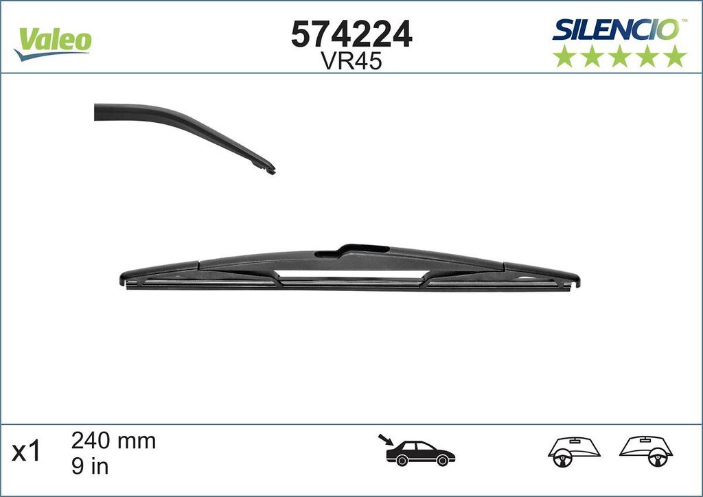WIPER BLADE [REAR] VALEO SILENCIO [240MM 9 INCH - REAR WIPER BLADE]
