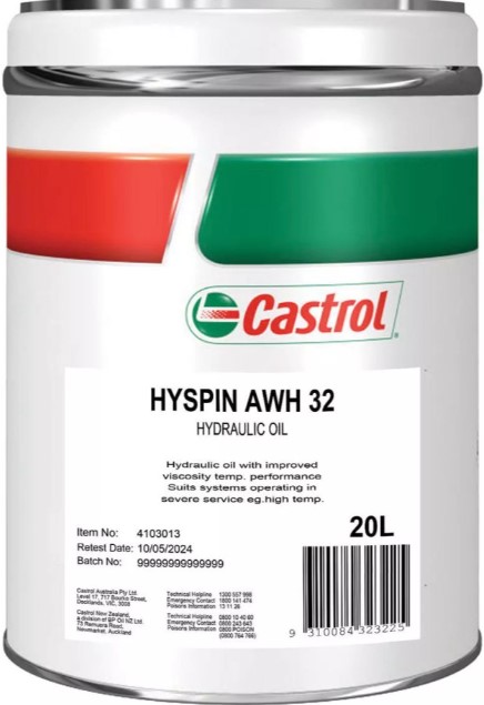 HYDRULIC OIL 20L HYSPIN AWH32 CASTROL