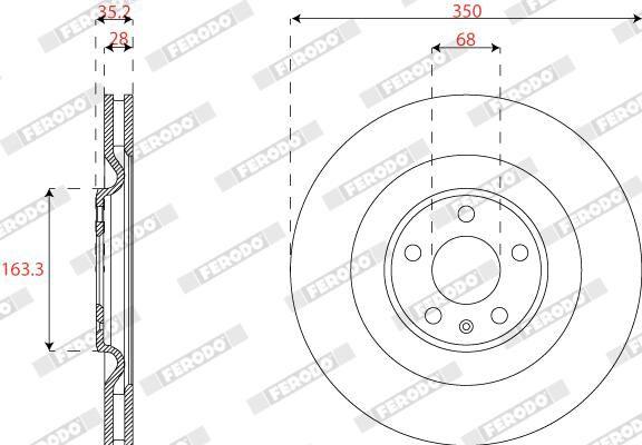 BRAKE DISC REAR 350MM FERODO VAG