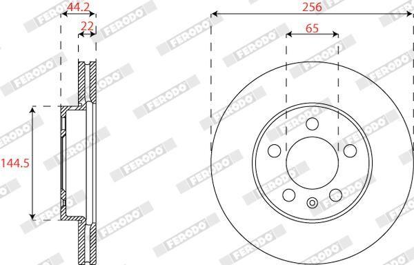BRAKE DISC FRONT 256MM FERODO VAG