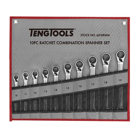 TENG REVERSIBLE RATCHET SPANNER SET, METRIC, 10PCE, 10MM-19MM