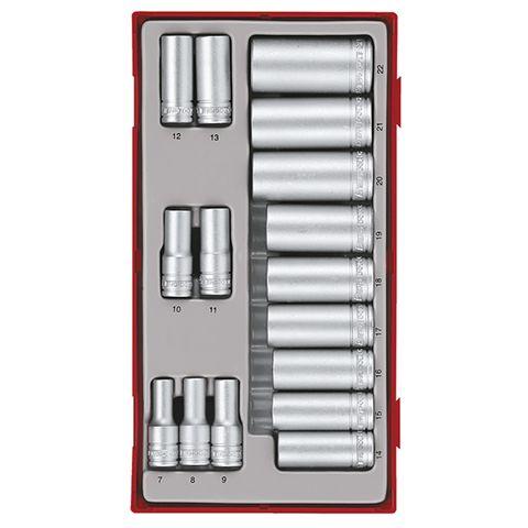 TENG 16PCE 3/8" DR. DEEP SOCKET SET 7-22MM - TC-TRAY