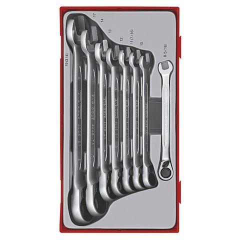 TENG 8PCE REVERSIBLE RATCHET COMBINATION SPANNER SET 8-19MM - TC-TRAY