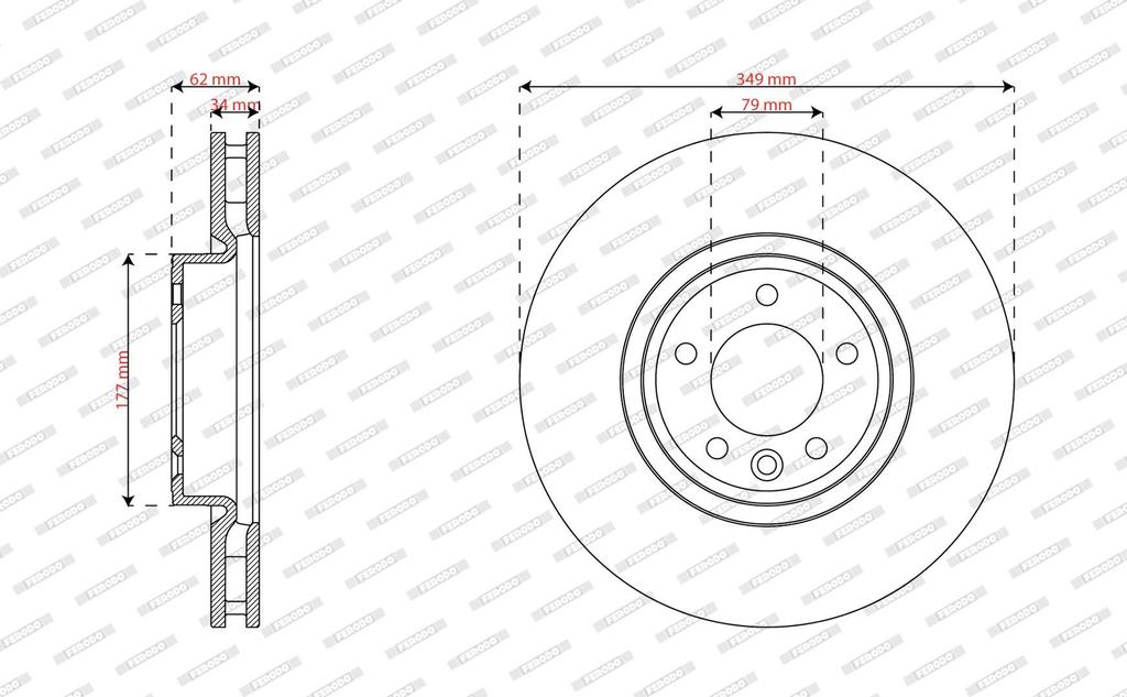 BRAKE DISC FRONT 349MM FERODO LAND ROVER