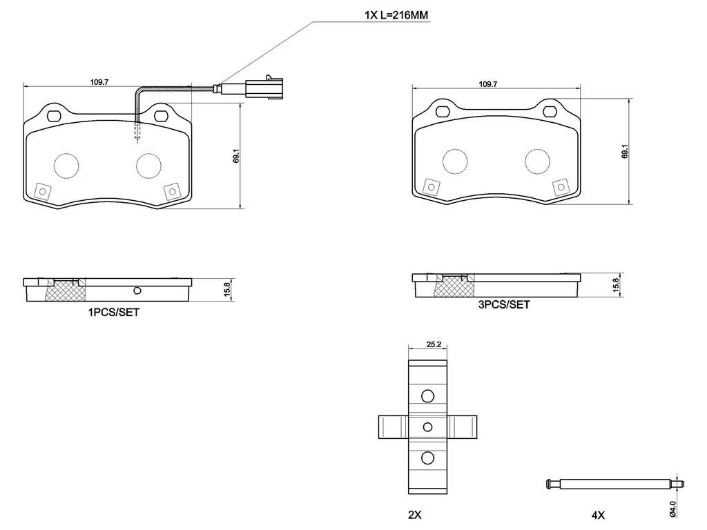 BRAKE PADS REAR BREMBO MASERATI