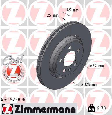 BRAKE DISC REAR 325MM ZIMMERMANN LAND ROVER