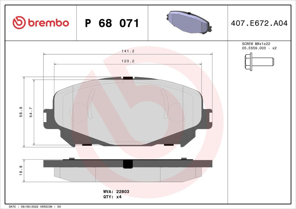 BRAKE PADS FRONT BREMBO RENAULT