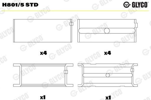 [H801/5  STD] MAIN BEARING SET GLYCO MERC
