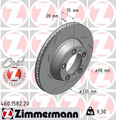 [460.1582.20] BRAKE DISC REAR LH 330MM ZIMMERMANN PORSCHE