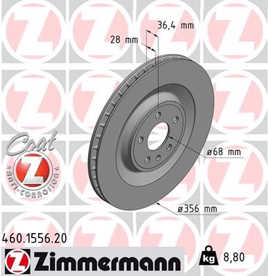 [460.1556.20] REAR DISC 356MM ZIMMERMANN PORSCHE