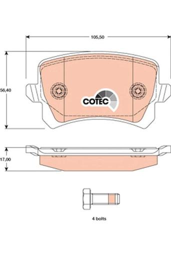 [GDB1763] BRAKE PADS REAR TRW VAG