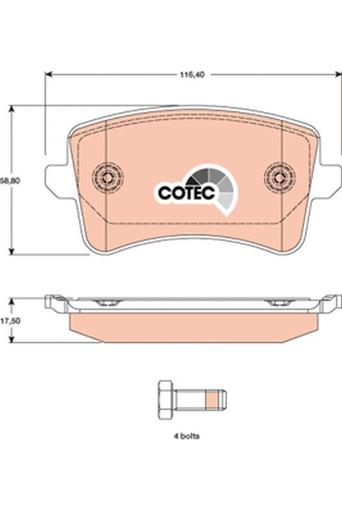 [GDB1765] BRAKE PADS REAR TRW VAG