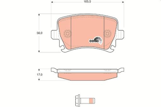 [GDB1622] BRAKE PADS REAR TRW VAG