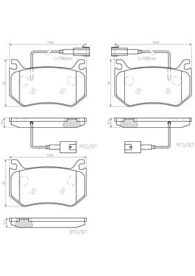 [P23184N] BRAKE PADS REAR WITH SENSOR BREMBO CERAMIC ALFA