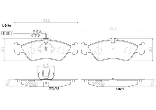 [P50082N] BRAKE PADS REAR WITH SENSOR BREMBO CERAMIC MERC VAG