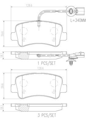 [P68063N] BRAKE PADS REAR WITH SENSOR BREMBO CERAMIC RENAULT