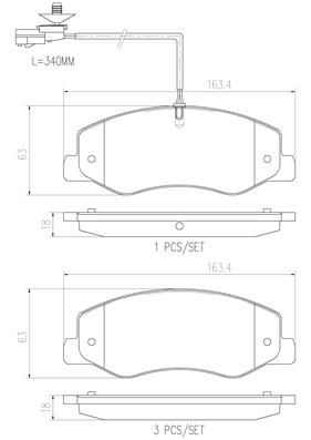 [P68061N] BRAKE PADS REAR WITH SENSOR BREMBO CERAMIC RENAULT