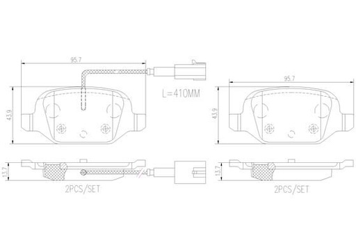[P23146N] BRAKE PADS REAR WITH SENSOR BREMBO CERAMIC FIAT