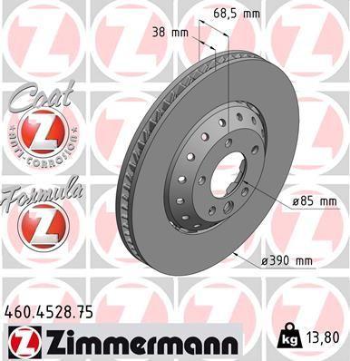 [460.4528.75] BRAKE DISC FRONT LH 390MM ZIMMERMANN PORSCHE