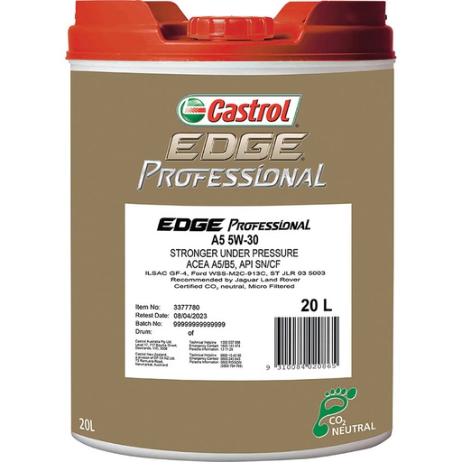 [3377780] ENGINE OIL 20L 5W30 A5 EDGE PROFESSIONAL CASTROL