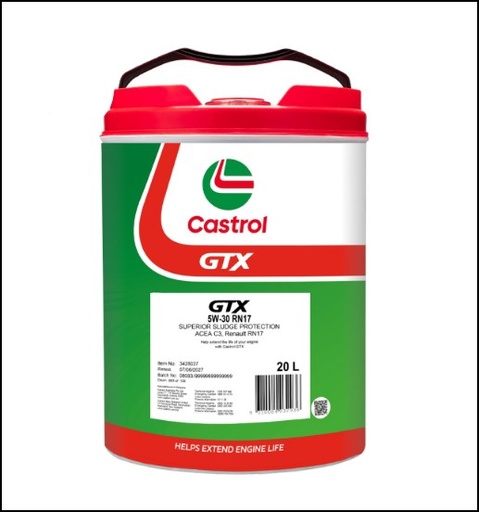 [3428037] ENGINE OIL 20L 5W30 RN17 GTX CASTROL