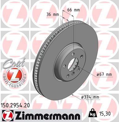 [150.2954.20] BRAKE DISC FRONT LH 374MM ZIMMERMANN BMW