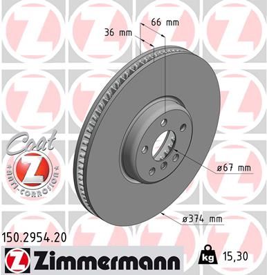 [150.2954.20] FRONT DISC LH ZIMMERMANN BMW