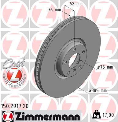 [150.2917.20] BRAKE DISC FRONT LH 385MM ZIMMERMANN BMW