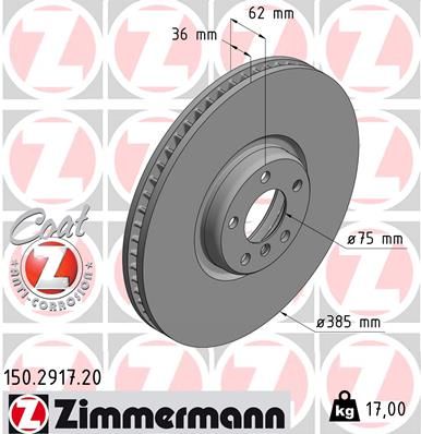 [150.2917.20] FRONT DISC LH ZIMMERMANN BMW