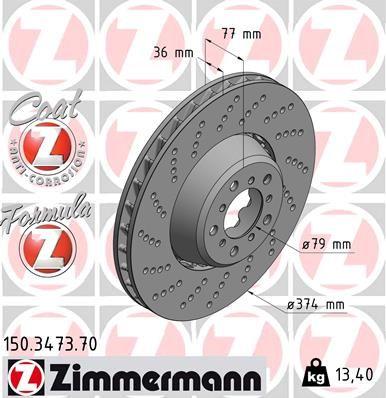 [150.3473.70] BRAKE DISC FRONT LH 374MM ZIMMERMANN BMW