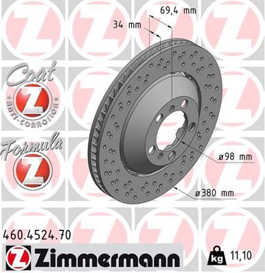 [460.4524.70] FRONT DISC LH ZIMMERMANN PORSCHE