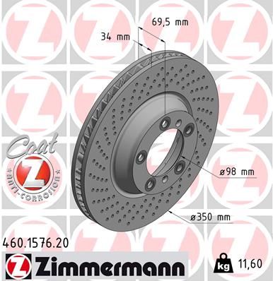 [460.1576.20] FRONT DISC LH ZIMMERMANN PORSCHE