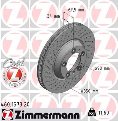 [460.1573.20] BRAKE DISC FRONT LH 350MM ZIMMERMANN PORSCHE
