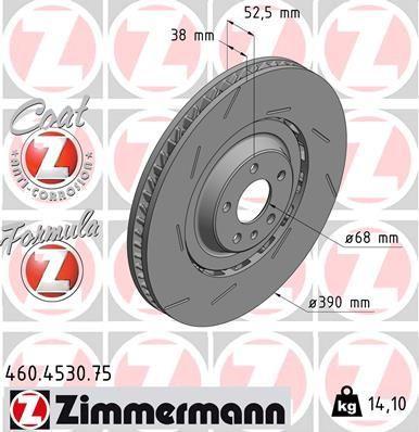 [460.4530.75] BRAKE DISC FRONT LH 390MM ZIMMERMANN PORSCHE