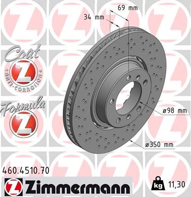 [460.4510.70] FRONT DISC LH 350MM ZIMMERMANN PORSCHE