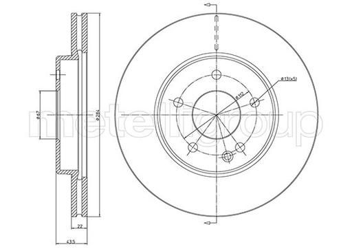 [23-0314C] BRAKE DISC FRONT 284MM METELLI MERC