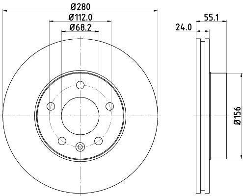 [8DD 355 105-591] BRAKE DISC FRONT 280MM PAGID VAG