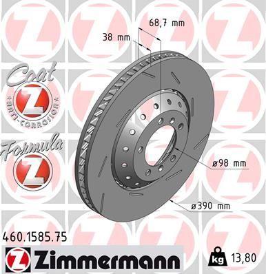 [460.1585.75] BRAKE DISC FRONT RH 390MM ZIMMERMANN PORSCHE