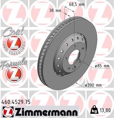 [460.4529.75] BRAKE DISC FRONT RH 390MM ZIMMERMANN PORSCHE