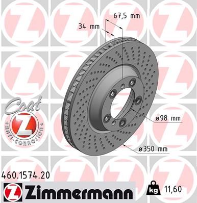 [460.1574.20] FRONT DISC RH ZIMMERMANN PORSCHE